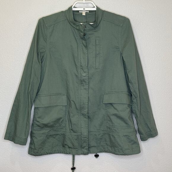 Eileen Fisher Lightweight Jacket Womens Size Small Green Organic Cotton Pockets - Picture 1 of 10